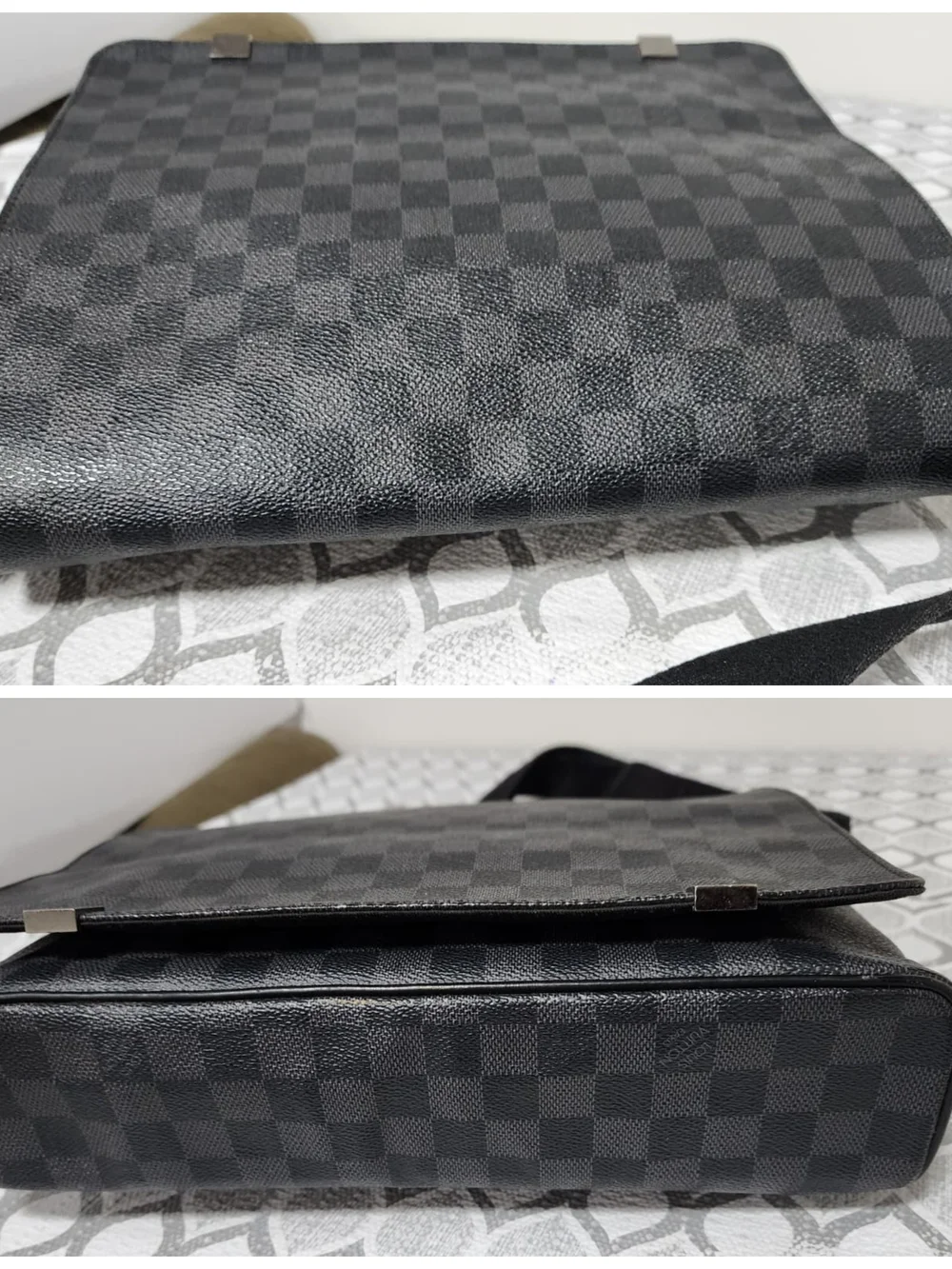 LOUIS VUITTON Damier Graphite District GM Men Messenger Bag Black/Grey
